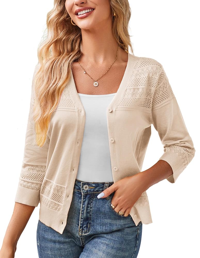 GRACE KARIN Lightweight Summer Cardigan Trendy Beige